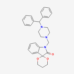 molecular formula C29H31N3O3 B3530184 1'-{[4-(diphenylmethyl)-1-piperazinyl]methyl}spiro[1,3-dioxane-2,3'-indol]-2'(1'H)-one 