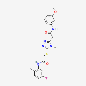 molecular formula C21H22FN5O3S B3530216 2-[5-({2-[(5-fluoro-2-methylphenyl)amino]-2-oxoethyl}thio)-4-methyl-4H-1,2,4-triazol-3-yl]-N-(3-methoxyphenyl)acetamide 