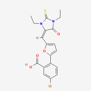molecular formula C19H17BrN2O4S B3530222 5-bromo-2-{5-[(1,3-diethyl-5-oxo-2-thioxo-4-imidazolidinylidene)methyl]-2-furyl}benzoic acid 