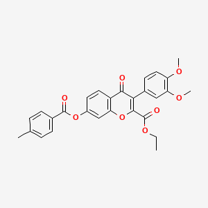 ethyl 3-(3,4-dimethoxyphenyl)-7-[(4-methylbenzoyl)oxy]-4-oxo-4H-chromene-2-carboxylate