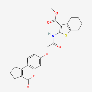molecular formula C24H23NO6S B3530266 methyl 2-({[(4-oxo-1,2,3,4-tetrahydrocyclopenta[c]chromen-7-yl)oxy]acetyl}amino)-4,5,6,7-tetrahydro-1-benzothiophene-3-carboxylate 