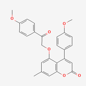 molecular formula C26H22O6 B3530295 4-(4-methoxyphenyl)-5-[2-(4-methoxyphenyl)-2-oxoethoxy]-7-methyl-2H-chromen-2-one 
