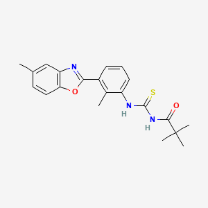 2,2-dimethyl-N-({[2-methyl-3-(5-methyl-1,3-benzoxazol-2-yl)phenyl]amino}carbonothioyl)propanamide