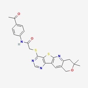 N-(4-acetylphenyl)-2-[(8,8-dimethyl-7,10-dihydro-8H-pyrano[3'',4'':5',6']pyrido[3',2':4,5]thieno[3,2-d]pyrimidin-4-yl)thio]acetamide