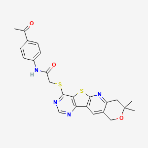 molecular formula C24H22N4O3S2 B3530394 N-(4-acetylphenyl)-2-[(8,8-dimethyl-7,10-dihydro-8H-pyrano[3'',4'':5',6']pyrido[3',2':4,5]thieno[3,2-d]pyrimidin-4-yl)thio]acetamide 