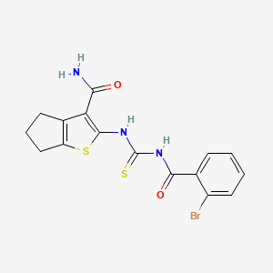 molecular formula C16H14BrN3O2S2 B3530409 2-({[(2-bromobenzoyl)amino]carbonothioyl}amino)-5,6-dihydro-4H-cyclopenta[b]thiophene-3-carboxamide 