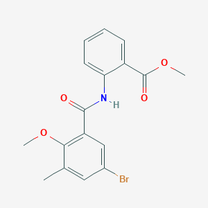 molecular formula C17H16BrNO4 B3530412 methyl 2-[(5-bromo-2-methoxy-3-methylbenzoyl)amino]benzoate 