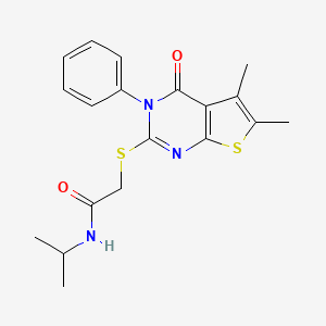 molecular formula C19H21N3O2S2 B3530492 2-[(5,6-dimethyl-4-oxo-3-phenyl-3,4-dihydrothieno[2,3-d]pyrimidin-2-yl)thio]-N-isopropylacetamide 