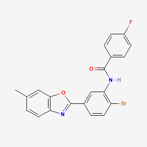 molecular formula C21H14BrFN2O2 B3530525 N-[2-bromo-5-(6-methyl-1,3-benzoxazol-2-yl)phenyl]-4-fluorobenzamide 