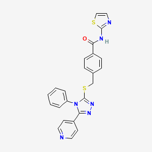 molecular formula C24H18N6OS2 B3530527 4-({[4-phenyl-5-(4-pyridinyl)-4H-1,2,4-triazol-3-yl]thio}methyl)-N-1,3-thiazol-2-ylbenzamide 