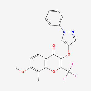 molecular formula C21H15F3N2O4 B3530538 7-methoxy-8-methyl-3-[(1-phenyl-1H-pyrazol-4-yl)oxy]-2-(trifluoromethyl)-4H-chromen-4-one 