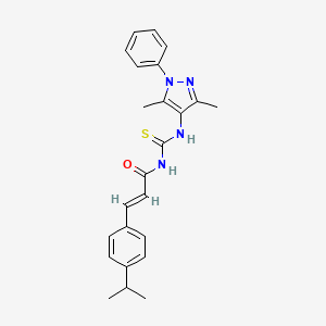 molecular formula C24H26N4OS B3530548 N-{[(3,5-dimethyl-1-phenyl-1H-pyrazol-4-yl)amino]carbonothioyl}-3-(4-isopropylphenyl)acrylamide 