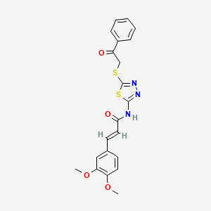 molecular formula C21H19N3O4S2 B3530561 3-(3,4-dimethoxyphenyl)-N-{5-[(2-oxo-2-phenylethyl)thio]-1,3,4-thiadiazol-2-yl}acrylamide 