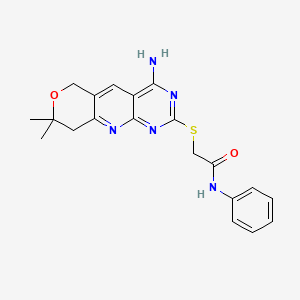 molecular formula C20H21N5O2S B3530659 2-[(4-amino-8,8-dimethyl-8,9-dihydro-6H-pyrano[3',4':5,6]pyrido[2,3-d]pyrimidin-2-yl)thio]-N-phenylacetamide 
