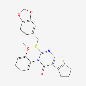 2-[(1,3-benzodioxol-5-ylmethyl)thio]-3-(2-methoxyphenyl)-3,5,6,7-tetrahydro-4H-cyclopenta[4,5]thieno[2,3-d]pyrimidin-4-one