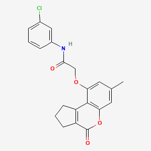 molecular formula C21H18ClNO4 B3530676 N-(3-chlorophenyl)-2-[(7-methyl-4-oxo-1,2,3,4-tetrahydrocyclopenta[c]chromen-9-yl)oxy]acetamide 