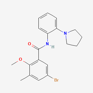 molecular formula C19H21BrN2O2 B3530748 5-bromo-2-methoxy-3-methyl-N-[2-(1-pyrrolidinyl)phenyl]benzamide 