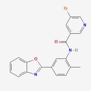 molecular formula C20H14BrN3O2 B3530765 N-[5-(1,3-benzoxazol-2-yl)-2-methylphenyl]-5-bromonicotinamide 