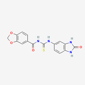 molecular formula C16H12N4O4S B3530830 N-{[(2-oxo-2,3-dihydro-1H-benzimidazol-5-yl)amino]carbonothioyl}-1,3-benzodioxole-5-carboxamide 