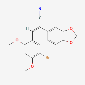 molecular formula C18H14BrNO4 B3530836 2-(1,3-benzodioxol-5-yl)-3-(5-bromo-2,4-dimethoxyphenyl)acrylonitrile 