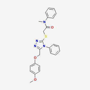 molecular formula C25H24N4O3S B3530887 2-({5-[(4-methoxyphenoxy)methyl]-4-phenyl-4H-1,2,4-triazol-3-yl}thio)-N-methyl-N-phenylacetamide 