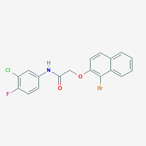 molecular formula C18H12BrClFNO2 B3530907 2-[(1-bromo-2-naphthyl)oxy]-N-(3-chloro-4-fluorophenyl)acetamide 