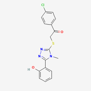 molecular formula C17H14ClN3O2S B3530931 1-(4-chlorophenyl)-2-{[5-(2-hydroxyphenyl)-4-methyl-4H-1,2,4-triazol-3-yl]thio}ethanone 