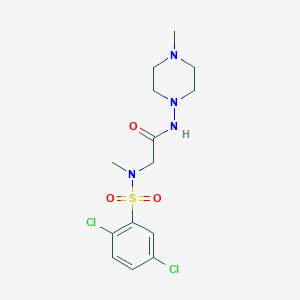 molecular formula C14H20Cl2N4O3S B3530947 N~2~-[(2,5-dichlorophenyl)sulfonyl]-N~2~-methyl-N~1~-(4-methyl-1-piperazinyl)glycinamide 