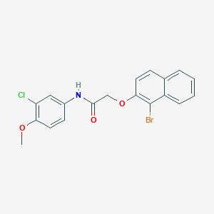molecular formula C19H15BrClNO3 B3530955 2-[(1-bromo-2-naphthyl)oxy]-N-(3-chloro-4-methoxyphenyl)acetamide 