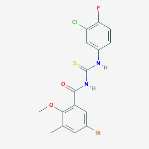 molecular formula C16H13BrClFN2O2S B3530995 5-bromo-N-{[(3-chloro-4-fluorophenyl)amino]carbonothioyl}-2-methoxy-3-methylbenzamide 