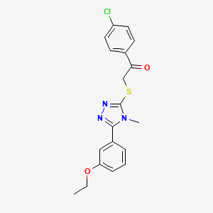 molecular formula C19H18ClN3O2S B3531036 1-(4-chlorophenyl)-2-{[5-(3-ethoxyphenyl)-4-methyl-4H-1,2,4-triazol-3-yl]thio}ethanone 