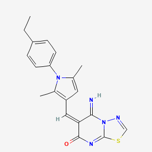 molecular formula C20H19N5OS B3531079 6-{[1-(4-ethylphenyl)-2,5-dimethyl-1H-pyrrol-3-yl]methylene}-5-imino-5,6-dihydro-7H-[1,3,4]thiadiazolo[3,2-a]pyrimidin-7-one 