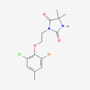 molecular formula C14H16BrClN2O3 B3531096 3-[2-(2-bromo-6-chloro-4-methylphenoxy)ethyl]-5,5-dimethyl-2,4-imidazolidinedione 