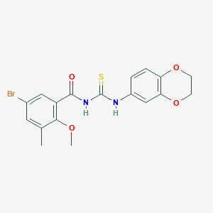 5-bromo-N-[(2,3-dihydro-1,4-benzodioxin-6-ylamino)carbonothioyl]-2-methoxy-3-methylbenzamide