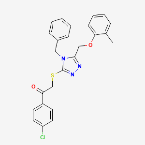 molecular formula C25H22ClN3O2S B3531102 2-({4-benzyl-5-[(2-methylphenoxy)methyl]-4H-1,2,4-triazol-3-yl}thio)-1-(4-chlorophenyl)ethanone 