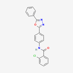 molecular formula C21H14ClN3O2 B3531108 2-chloro-N-[4-(5-phenyl-1,3,4-oxadiazol-2-yl)phenyl]benzamide 