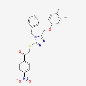 molecular formula C26H24N4O4S B3531158 2-({4-benzyl-5-[(3,4-dimethylphenoxy)methyl]-4H-1,2,4-triazol-3-yl}thio)-1-(4-nitrophenyl)ethanone 