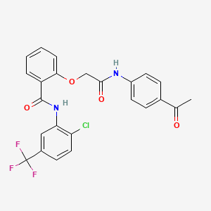 molecular formula C24H18ClF3N2O4 B3531186 2-{2-[(4-acetylphenyl)amino]-2-oxoethoxy}-N-[2-chloro-5-(trifluoromethyl)phenyl]benzamide 