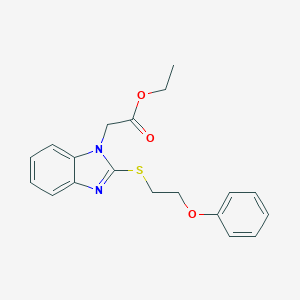 Ethyl 2-[2-(2-phenoxyethylthio)benzimidazolyl]acetate