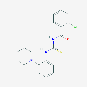 molecular formula C19H20ClN3OS B3531318 2-chloro-N-({[2-(1-piperidinyl)phenyl]amino}carbonothioyl)benzamide 