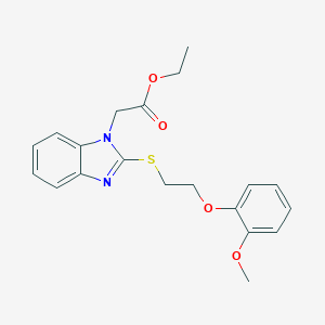 Ethyl 2-{2-[2-(2-methoxyphenoxy)ethylthio]benzimidazolyl}acetate