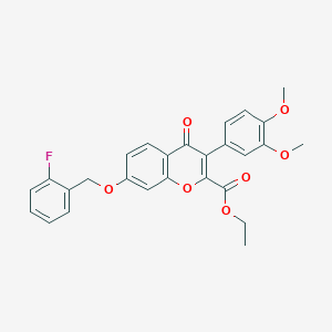 molecular formula C27H23FO7 B3531377 ethyl 3-(3,4-dimethoxyphenyl)-7-[(2-fluorobenzyl)oxy]-4-oxo-4H-chromene-2-carboxylate 