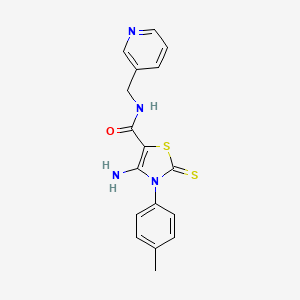 4-amino-3-(4-methylphenyl)-N-(3-pyridinylmethyl)-2-thioxo-2,3-dihydro-1,3-thiazole-5-carboxamide