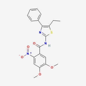 molecular formula C20H19N3O5S B3531408 N-(5-ethyl-4-phenyl-1,3-thiazol-2-yl)-4,5-dimethoxy-2-nitrobenzamide 