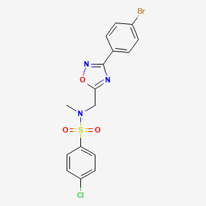 molecular formula C16H13BrClN3O3S B3531483 N-{[3-(4-bromophenyl)-1,2,4-oxadiazol-5-yl]methyl}-4-chloro-N-methylbenzenesulfonamide 