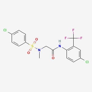 molecular formula C16H13Cl2F3N2O3S B3531596 N~2~-[(4-chlorophenyl)sulfonyl]-N~1~-[4-chloro-2-(trifluoromethyl)phenyl]-N~2~-methylglycinamide 