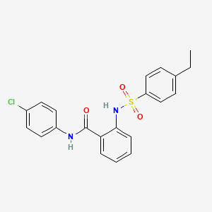 molecular formula C21H19ClN2O3S B3531688 N-(4-chlorophenyl)-2-{[(4-ethylphenyl)sulfonyl]amino}benzamide 