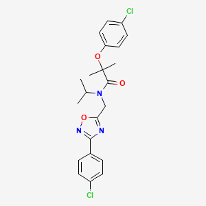 molecular formula C22H23Cl2N3O3 B3531698 2-(4-chlorophenoxy)-N-{[3-(4-chlorophenyl)-1,2,4-oxadiazol-5-yl]methyl}-N-isopropyl-2-methylpropanamide 