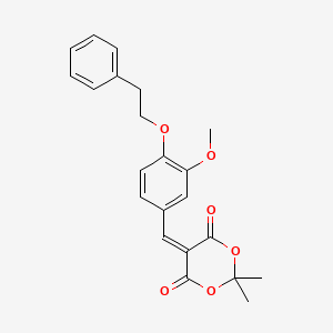 molecular formula C22H22O6 B3531782 5-[3-methoxy-4-(2-phenylethoxy)benzylidene]-2,2-dimethyl-1,3-dioxane-4,6-dione 