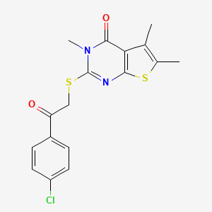 2-{[2-(4-chlorophenyl)-2-oxoethyl]thio}-3,5,6-trimethylthieno[2,3-d]pyrimidin-4(3H)-one